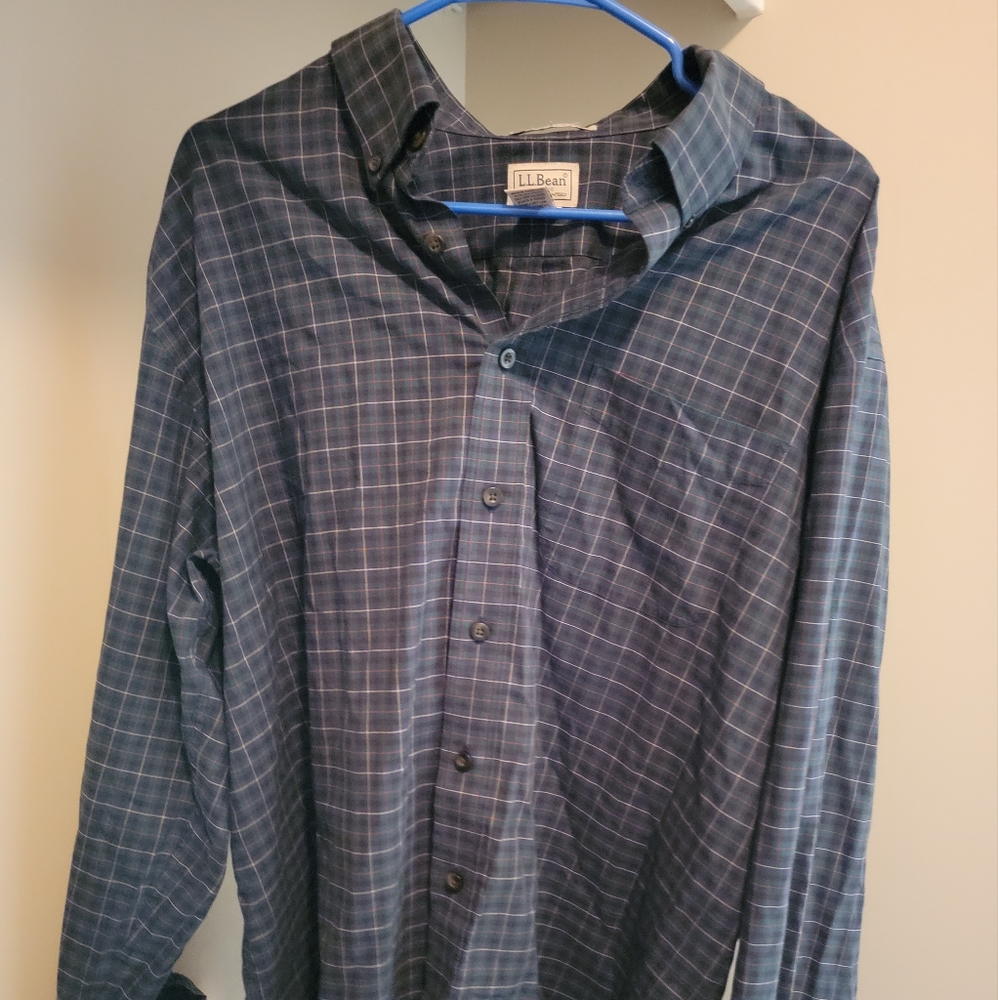 LL Bean XL Mens Plaid Wrinkle Free Shirt
